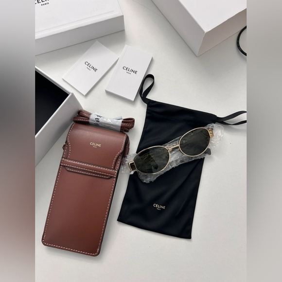 Celine Triomphe Gold Metal Sunglasses - Picture 1 of 9